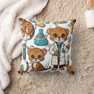 Veterinarian Cheetah Injection Print Cushion