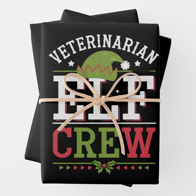 Veterinarian Christmas Elf Veterinary Technician  Wrapping Paper Sheet (In situ)