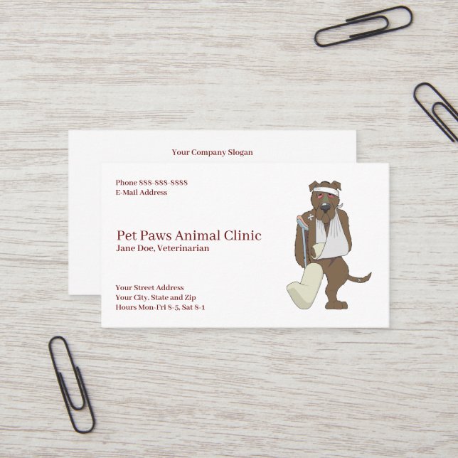 Veterinarian Clinic Animal Hospital Business Card (Front/Back In Situ)