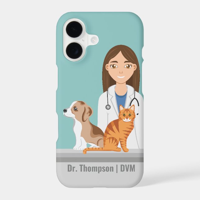 Veterinarian Clinic Vet Doctor Woman Custom Name (Back)