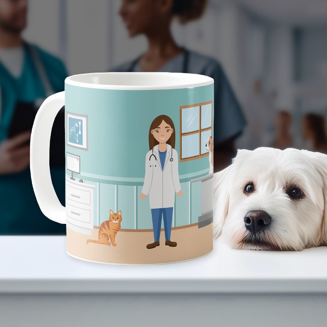 Veterinarian Clinic Vet Doctor Woman Custom Name Coffee Mug (Creator Uploaded)