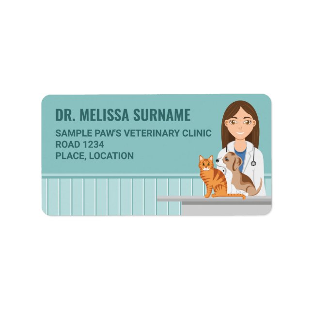 Veterinarian Clinic Vet Woman Pet Animal Doctor Label (Front)