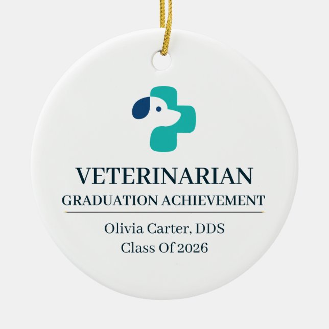 Veterinarian Custom Name Since Year Ceramic Ornament (Front)