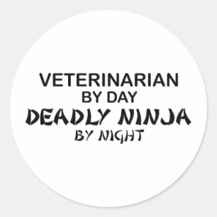 Veterinarian Deadly Ninja Classic Round Sticker