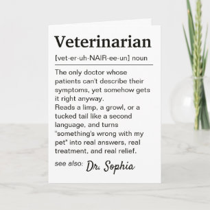 Veterinarian Definition Personalised Thank You Card