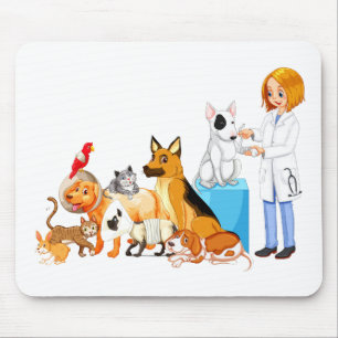 Veterinarian dogs being treated mouse pad