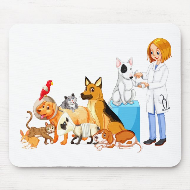 Veterinarian dogs being treated mouse pad (Front)