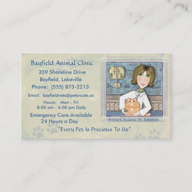Veterinarian & Ginger Persian Cat Business Cards (Front)