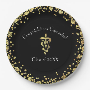 Veterinarian Gold Graduation Paper Plate
