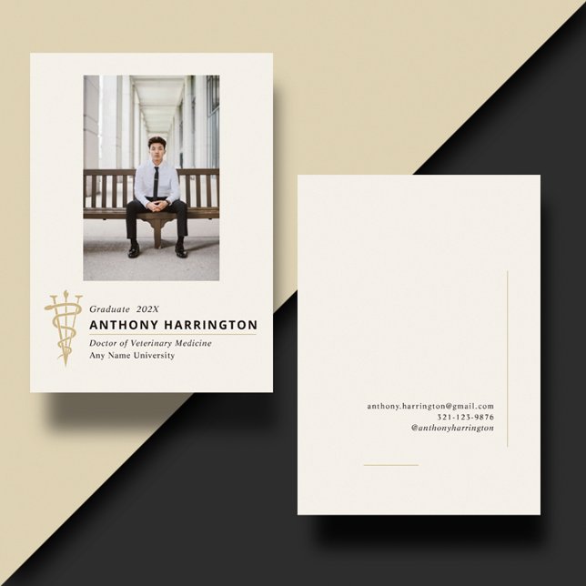 Veterinarian Graduation Black Gold Symbol Announcement (Creator Uploaded)