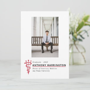 Veterinarian Graduation Black Red Announcement