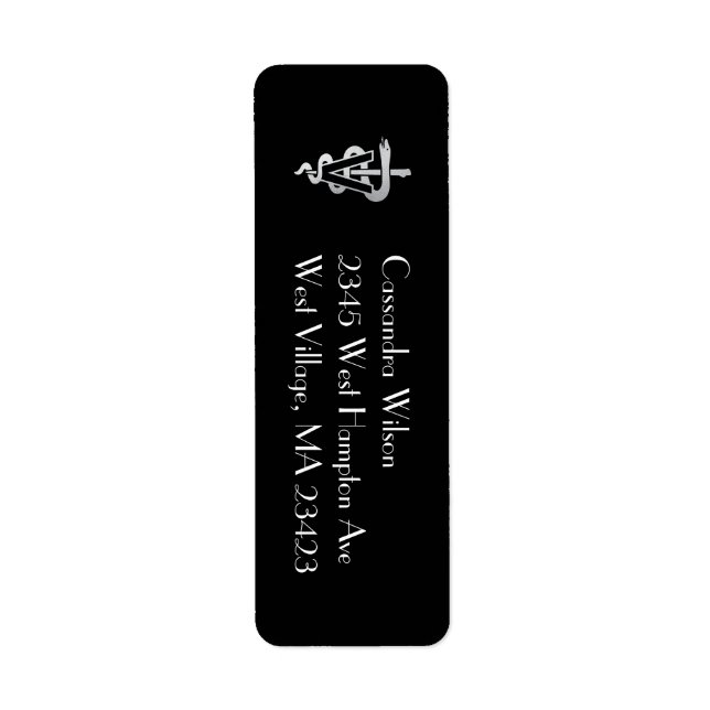 Veterinarian Graduation Black Silver Return Address Label (Front)