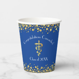 Veterinarian Graduation Blue Gold Paper Cups