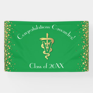 Veterinarian Graduation Green Gold Banner