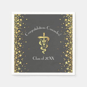 Veterinarian Graduation Grey Gold Napkin