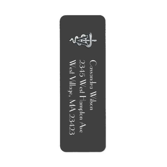 Veterinarian Graduation Grey Silver Return Address Label (Front)