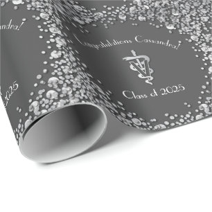 Veterinarian Graduation Grey Silver Wrapping Paper