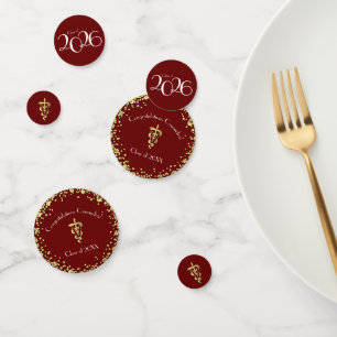 Veterinarian Graduation Maroon Gold Confetti