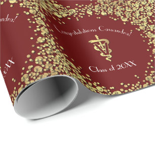 Veterinarian Graduation Maroon Gold  Wrapping Paper