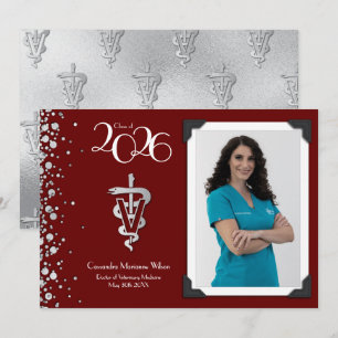 Veterinarian Graduation Maroon Silver Announcement