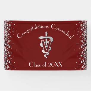 Veterinarian Graduation Maroon Silver Banner