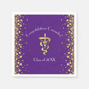 Veterinarian Graduation Purple Gold Napkin
