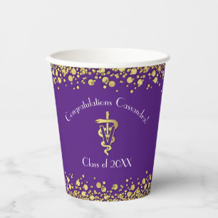 Veterinarian Graduation Purple Gold Paper Cups