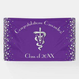 Veterinarian Graduation Purple Silver Banner