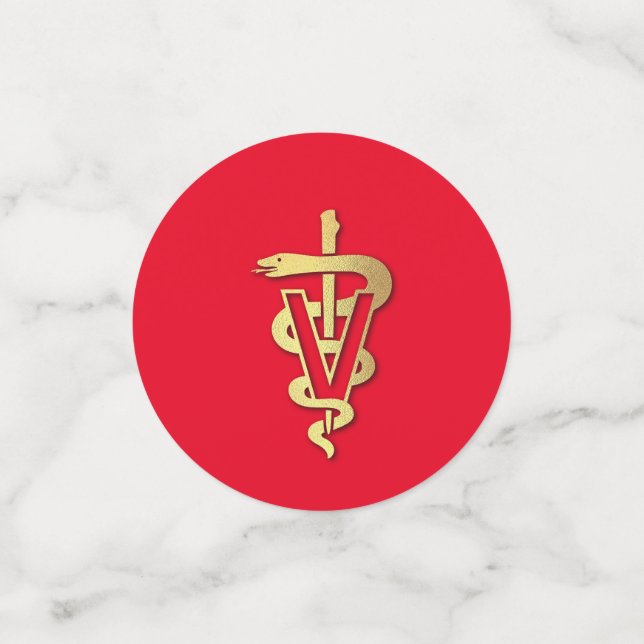 Veterinarian Graduation Red Gold Confetti (Small Front)