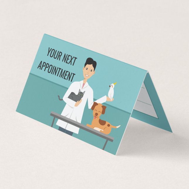 Veterinarian Man & Animals - Customer Appointment Business Card (Front)