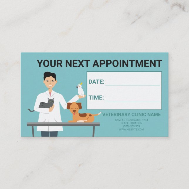 Veterinarian Man - Vet Clinic Next Appointment Business Card (Front)
