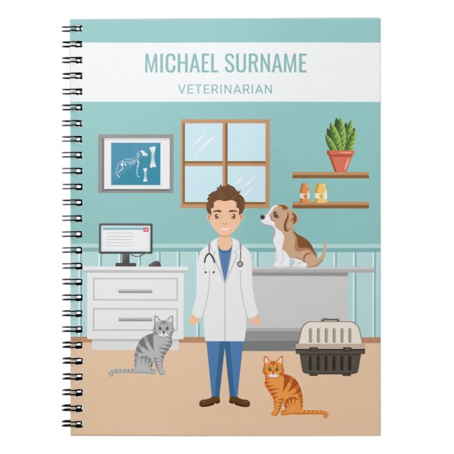 Veterinarian Medical Vet Pet Animal Doctor Blue Notebook (Front)