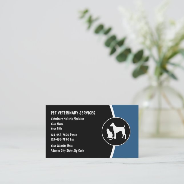Veterinarian Modern Pet Business Cards (Standing Front)