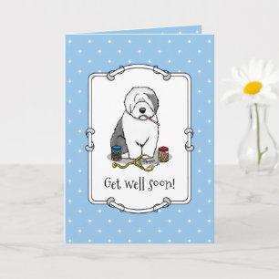 Veterinarian Old English Sheepdog Cute Get Well Card