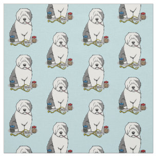 Veterinarian Old English Sheepdog Grey 1 Cute Vet Fabric