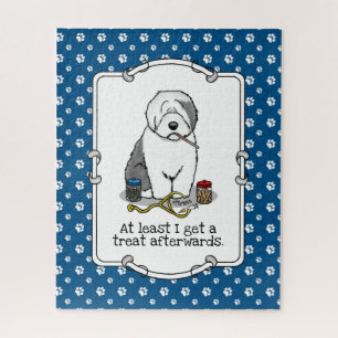 Veterinarian Old English Sheepdog Grey 1 Cute Vet Jigsaw Puzzle
