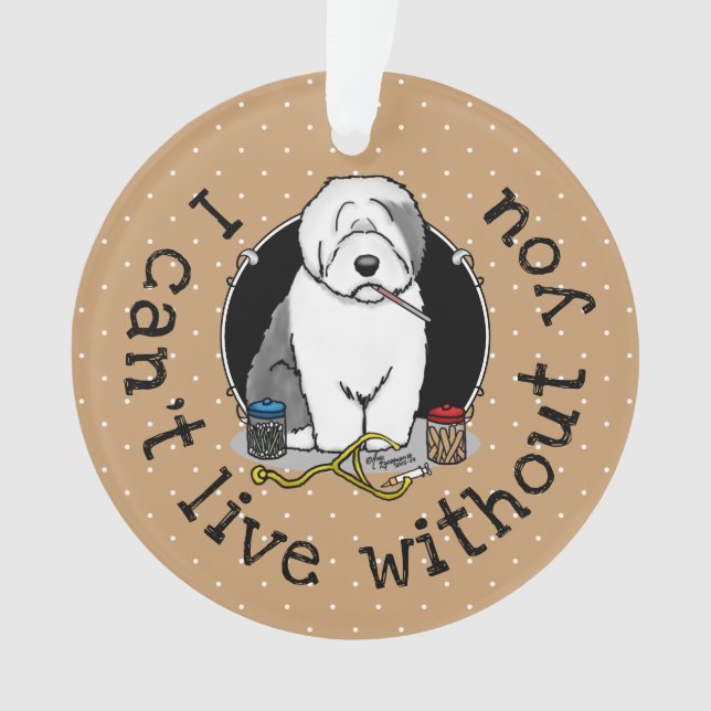 Veterinarian Old English Sheepdog Grey 1 Cute Vet Ornament (Front)