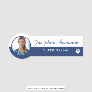 Veterinarian Or Vet Tech Photo And Name Blue Paw Tag