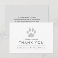 Veterinarian | Paw Print Flat Thank You Card