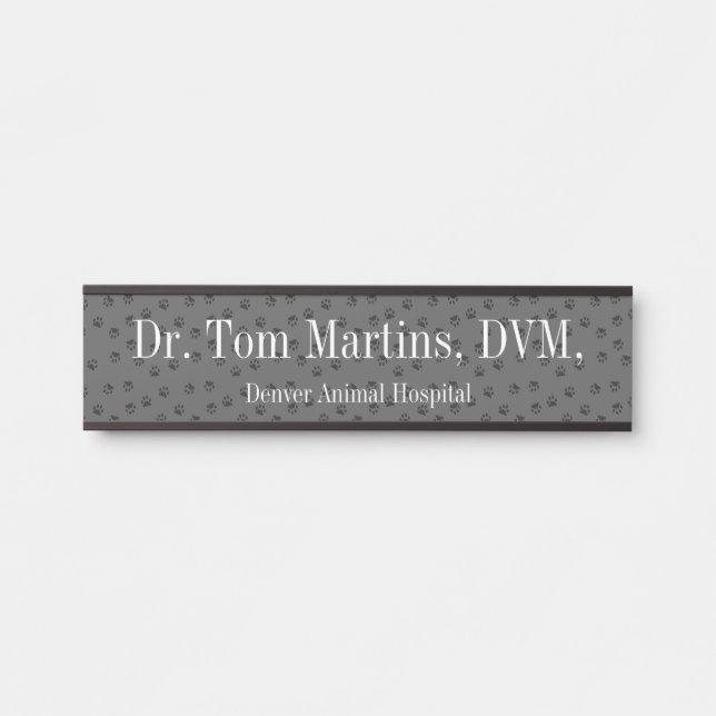 Veterinarian Paw Print Hanging Nameplate Door Sign (Front)