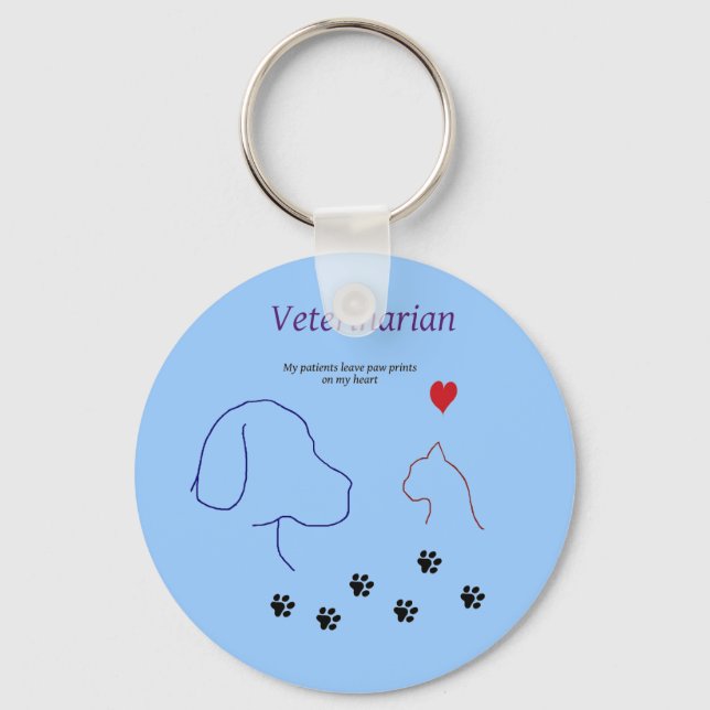 Veterinarian-Paw prints on my heart Key Ring (Front)