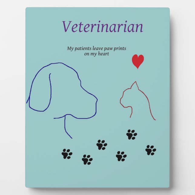 Veterinarian-Paw prints on my heart Plaque (Front)
