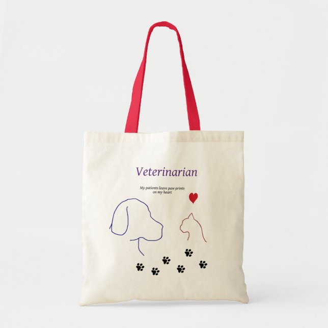 Veterinarian-Paw prints on my heart Tote Bag (Front)