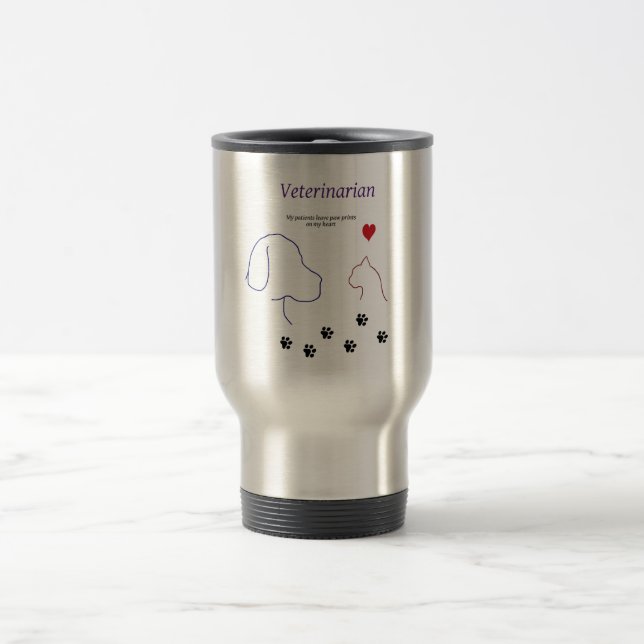 Veterinarian-Paw prints on my heart Travel Mug (Center)