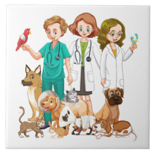 Veterinarian People Background Ceramic Tile