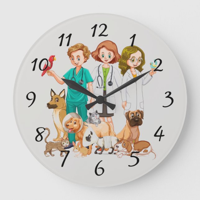 Veterinarian People Background Large Clock (Front)