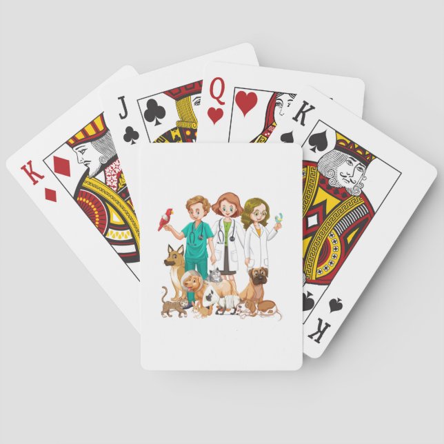 Veterinarian People Background Playing Cards (Back)