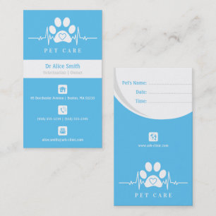 Veterinarian Pet Care   Info Appointment Card