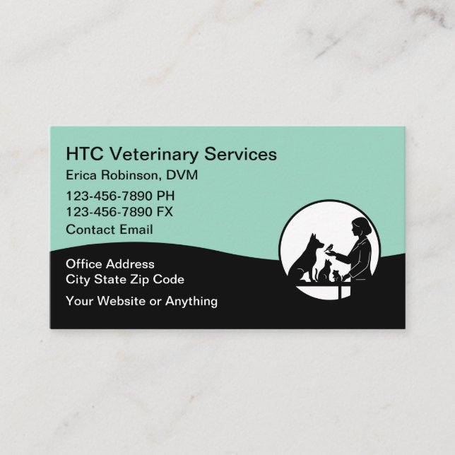 Veterinarian Pet Doctor Business Cards (Front)