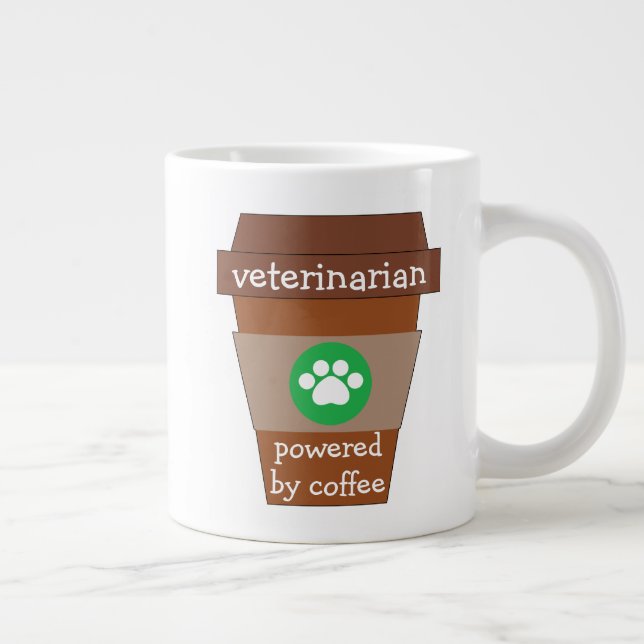 Veterinarian Powered By Coffee Large Coffee Mug (Right)